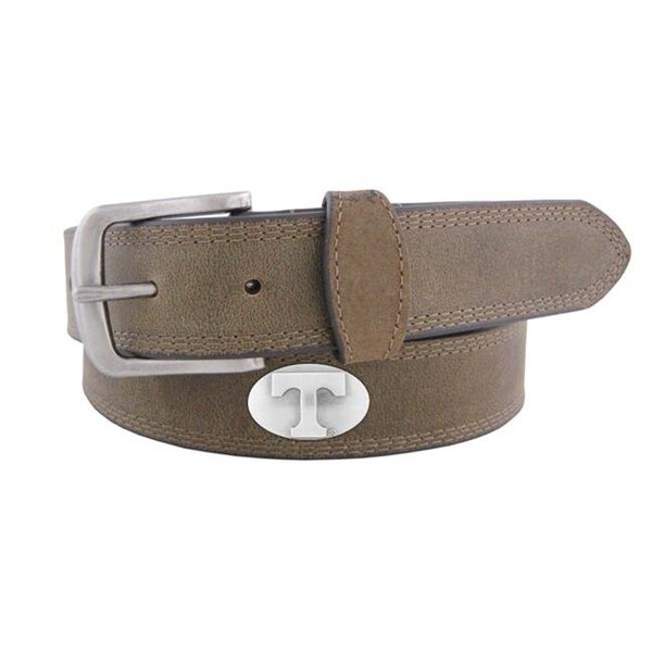 Zep-Pro Zep-Pro UTN-BOLPS-CRZ-LBR-34 Tennessee Volunteers Concho Emblem Crazyhorse Leather Belt Size 34 - UTN-BOLPS-CRZ-LBR-34