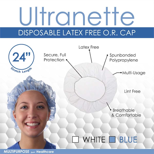 Zayaan Health Ultranet Anti Microbial 24" Invisible Hair Nets, White, (100-Pack) - BLZH-MS-24DHC-11W-100