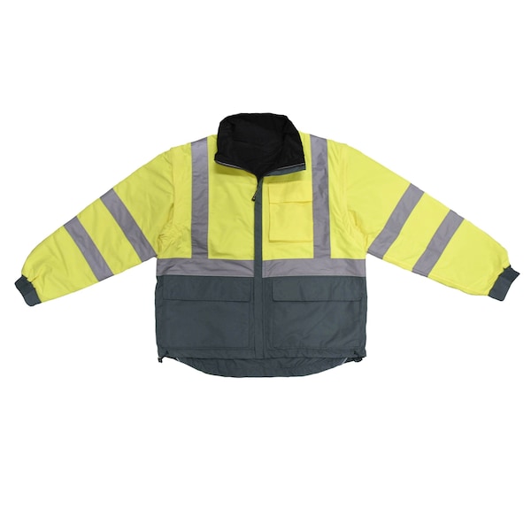 Radians Hi-Vis Windbreaker, 100% Polyester Twill - DWR Coated, Class Type R Class 2 Hi-Vis Green / Gray, L - SJ07-3ZDS-L