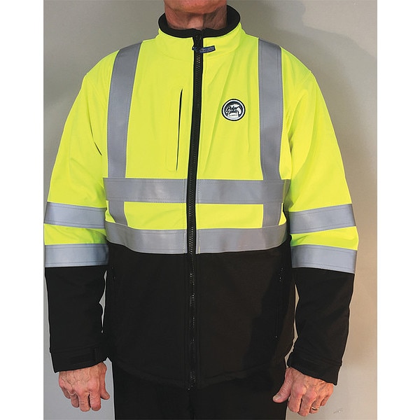 Polar Plus Hi-Vis Softshell Jacket, Nylon, Hi-Viz Yellow, L - 301HI-L