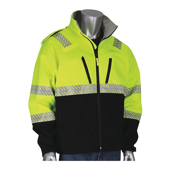 Pip Hi-Visibility Jacket, Hood, Zipper, M, Polyester, Ripstop, Hi-Vis Yellow, M - 333-1550-LY/M