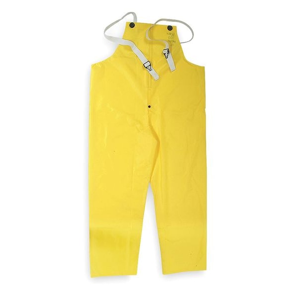 Condor FR Rain Bib Overall, Nylon, 32 in Inseam, 48 in to 50 in Waist, 6.7 mil Thickness, Yellow, 3XL - 1AD84