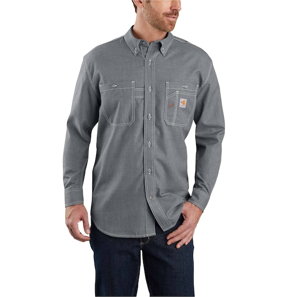 Carhartt Flame Resistant Force Loose Fit Lightweight Long-Sleeve Shirt, Gray, XL, REG - 104138-GRYXLREG