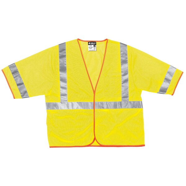 Mcr Safety Hi-Vis Safety Vest w/Sleeves 3XL Class 3 , Hook & Loop 3 Pockets - CL3MLX3