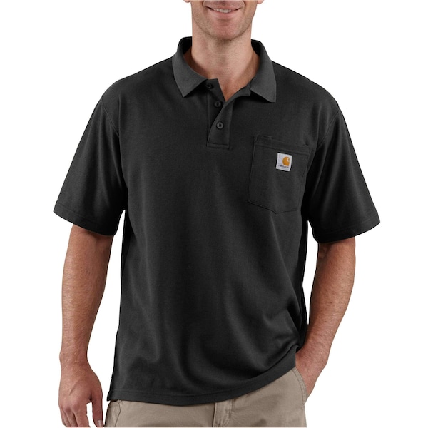 Carhartt Short Sleeve Polo, 0.75 lb Black, Medium - K570-BLKMREG