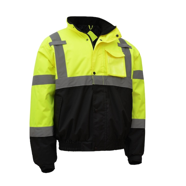 Gss Safety Hi-Vis Rain Jacket, 150D Oxford, Class 3 Yellow, L/XL - 6001-L/XL