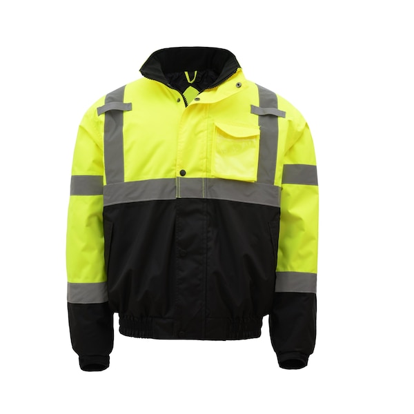 Gss Safety Hi-Vis Rain Jacket, 150D Oxford, Class 3 Yellow, L/XL - 6001-L/XL