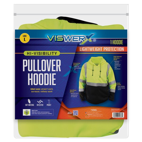 Viswerx Hi-Vis Pullover Hoodie - ANSI CL2 LG - 127-22033