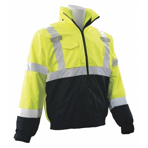Deltaplus Hi-Vis Bomber Jacket, 300D Polyester with PU Coating, Class 3 Hi-Viz Lime/Black, Xl - 63347