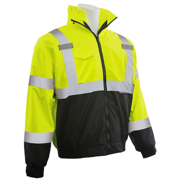 Deltaplus Hi-Vis Bomber Jacket, 300D Polyester with PU Coating, Class 3 Hi-Viz Lime/Black, Xl - 63347