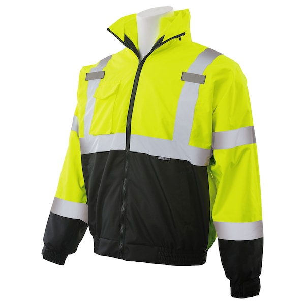 Deltaplus Hi-Vis Bomber Jacket, 300D Polyester with PU Coating, Class 3 Hi-Viz Lime/Black, Xl - 63347