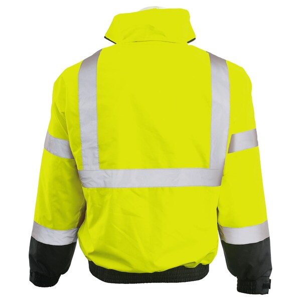 Deltaplus Hi-Vis Bomber Jacket, 300D Polyester with PU Coating, Class 3 Hi-Viz Lime/Black, Xl - 63347