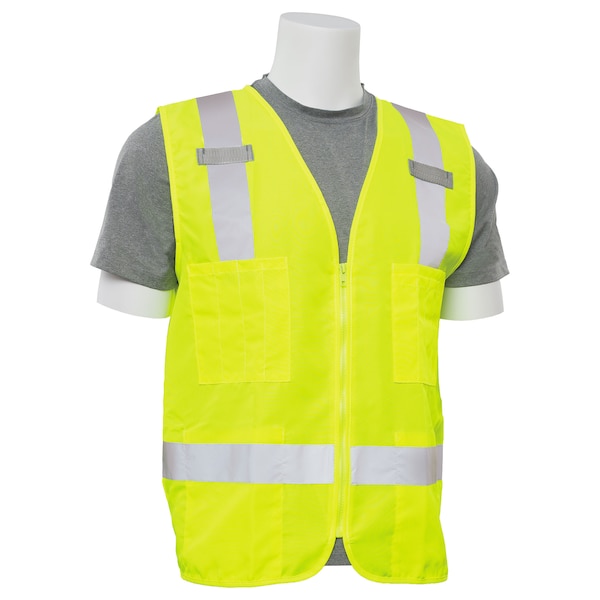 Deltaplus Safety Vest, WovenOxford, HiViz, Lime, 5XL - 61206