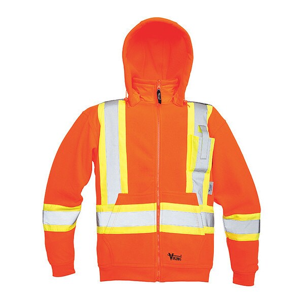 Viking Safety Fleece Hoodie, Orange, S - 6420JO-S