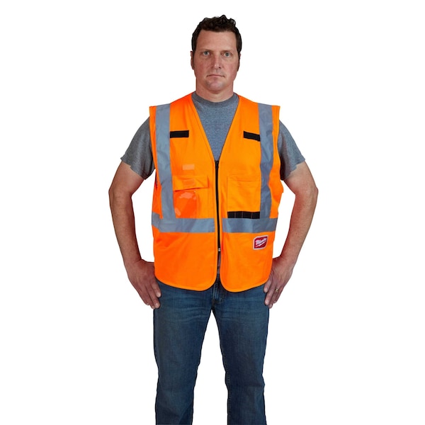 Milwaukee Tool Class 2 High Visibility Orange Safety Vest - 4XL/5XL - 48-73-5034