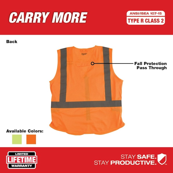 Milwaukee Tool Class 2 High Visibility Orange Safety Vest - 4XL/5XL - 48-73-5034