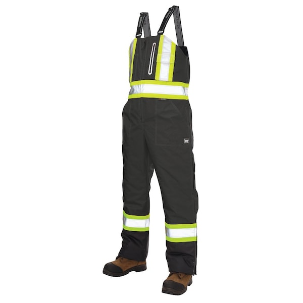 Tough Duck High Visibility Bib Overalls, Black, 30" Inseam, L - S87611