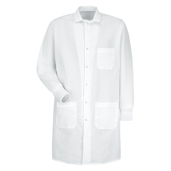 Red Kap Lab Coat, Cotton Poplin/Polyester, 3 Pockets, Snaps - KP70WH RG S