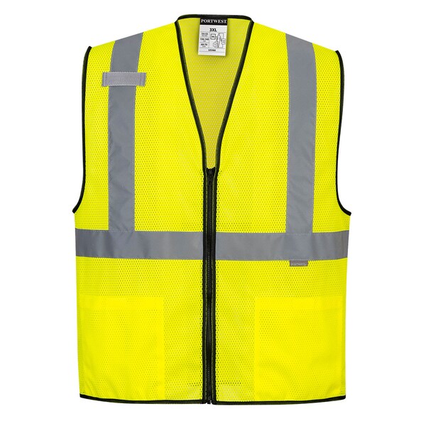 Portwest Hi-Vis Safety Vest XL Class 2 , Zipper 2 Pockets, 1 Mic Tab - US580