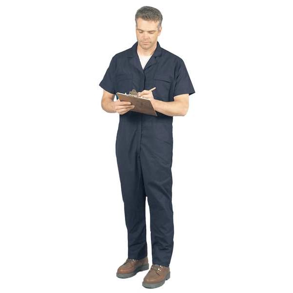Vf Workwear CP40 Short Sleeve Coverall, Cotton/Polyester, 5 oz Fabric Weight, 33 in Inseam, Navy, L Long - CP40NV LN L