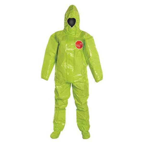 Dupont Chemical Resistant Coverall, Hooded, M, Tychem(R) 10000, Zipper, Elastic Cuff, Attached Socks Ankle - TK128TLYMD000200