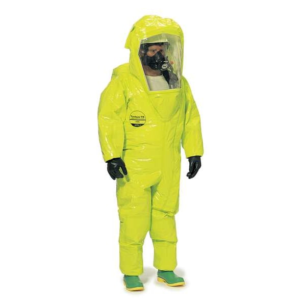 Dupont Chemical Resistant Coverall, Hooded, M, Tychem(R) 10000, Zipper, Elastic Cuff, Attached Socks Ankle - TK128TLYMD000200