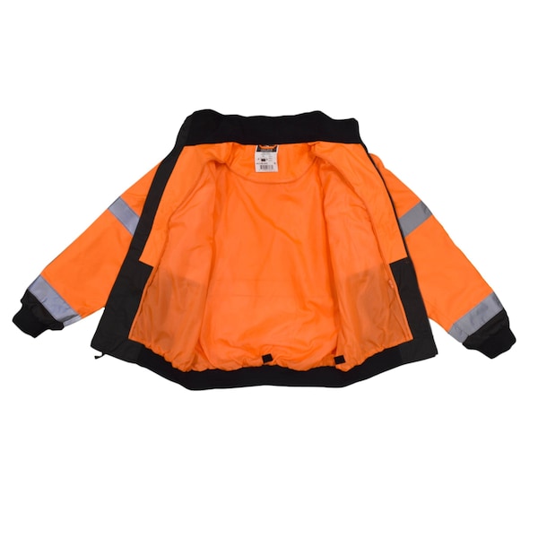 Radians Hi-Vis 2-in-1 Bomber Jacket, 100% Polyester Oxford, 300D, DWR Coated, Hi-Vis Orange / Black, XL - SJ110B-3ZOS-XL