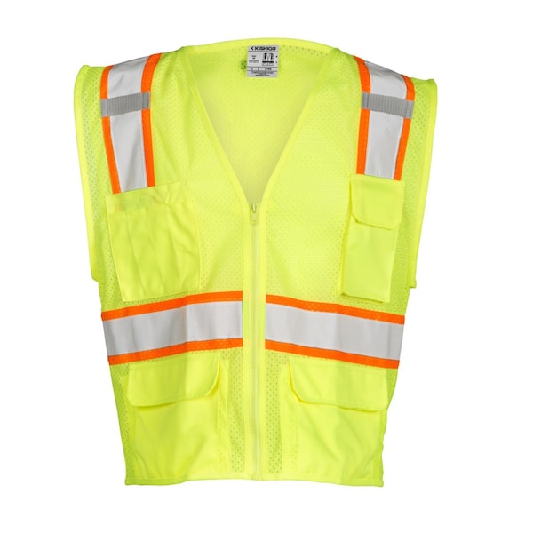 Kishigo All Mesh Contrast Vest, Class 2, Lime, 3XL - 1195-3XL