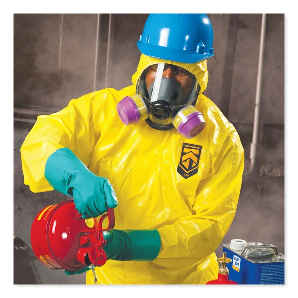 Kleenguard A70 Chemical Spray Protection Coveralls, Hooded, Storm Flap, Medium, Yellow, 12PK - KCC09812