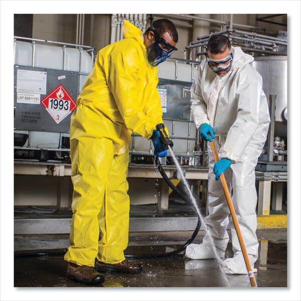 Kleenguard A70 Chemical Spray Protection Coveralls, Hooded, Storm Flap, Medium, Yellow, 12PK - KCC09812