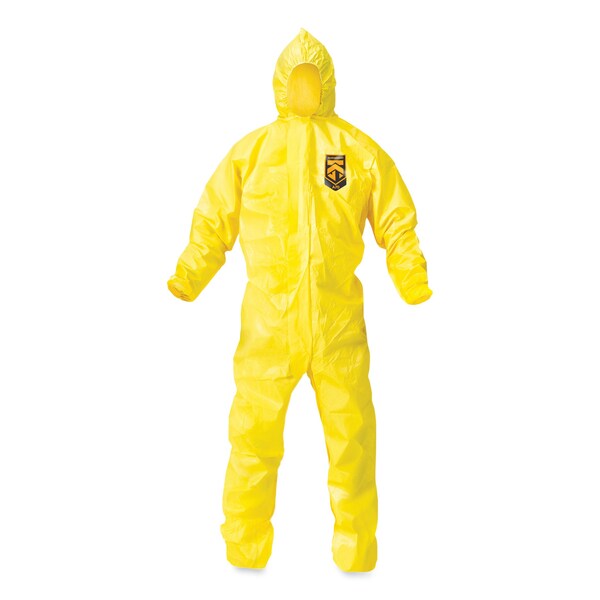 Kleenguard A70 Chemical Spray Protection Coveralls, Hooded, Storm Flap, Medium, Yellow, 12PK - KCC09812