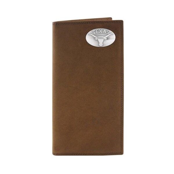 Zep-Pro Zep-Pro UTX-IWT4-CRZH-LBR Texas Longhorns Concho Emblem Crazyhorse Leather Secretary Wallet - UTX-IWT4-CRZH-LBR