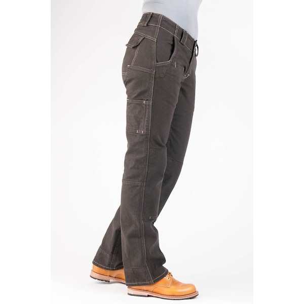 Dovetail Workwear Women's Day Construct Utility Pant, 22, Dark Brown Canvas, 99% cotton, 1% spandex - DWF18P3C-208-22X34