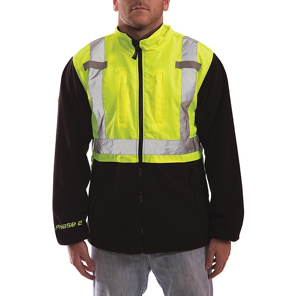 Tingley High Visibility Fleece Liner/Jacket, Polyester, Class 2 R, Green/Yellow, M - J73022-M