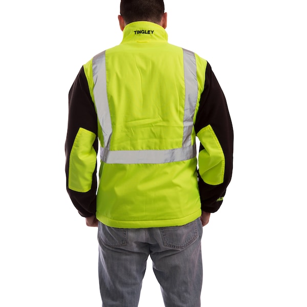 Tingley High Visibility Fleece Liner/Jacket, Polyester, Class 2 R, Green/Yellow, XL - J73022-XL