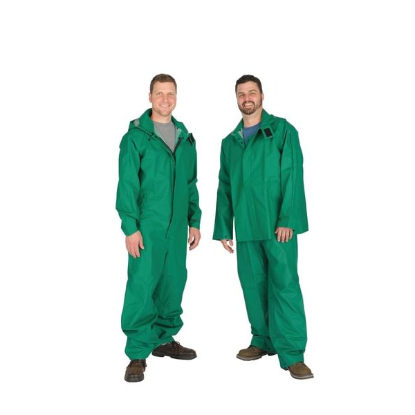 Condor FR Rain Bib Overall, PVC, 29 in Inseam, 34 in to 36 in Waist, 18 mil Thickness, Green, S - 4PCR7