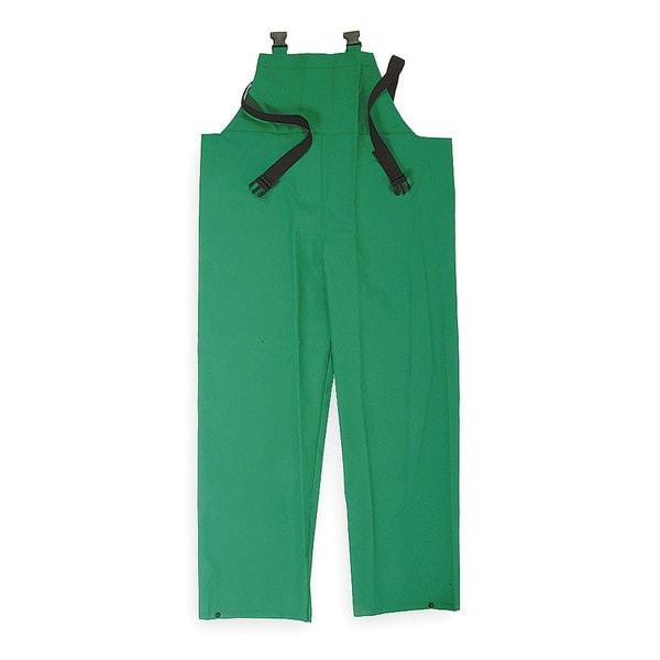 Condor FR Rain Bib Overall, PVC, 29 in Inseam, 34 in to 36 in Waist, 18 mil Thickness, Green, S - 4PCR7
