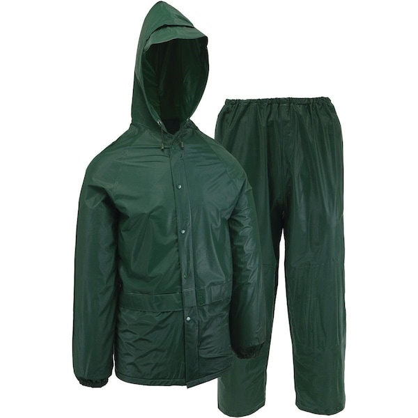 West Chester Protective Gear Protective Gear Medium 2-Piece Green PVC Rain Suit - 44100/M