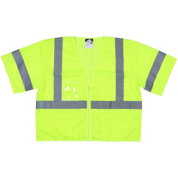 Mcr Safety Hi-Vis Safety Vest w/Sleeves XL Class 3 Single Stripe Back, , Zipper 3 Pockets, Yes - VCL3MLZXL