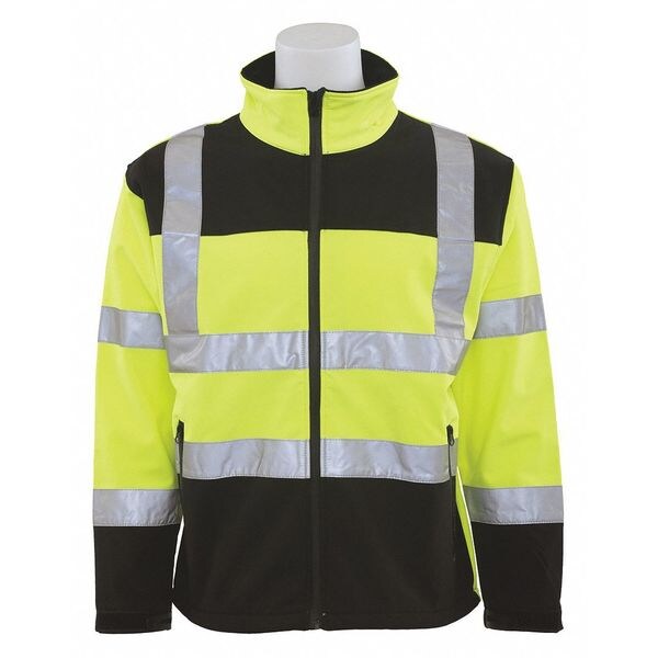 Deltaplus Hi-Vis Softshell Jacket, Polyester/Spandex Outer Shell Fused with Fleece Liner, 2XL - 62206