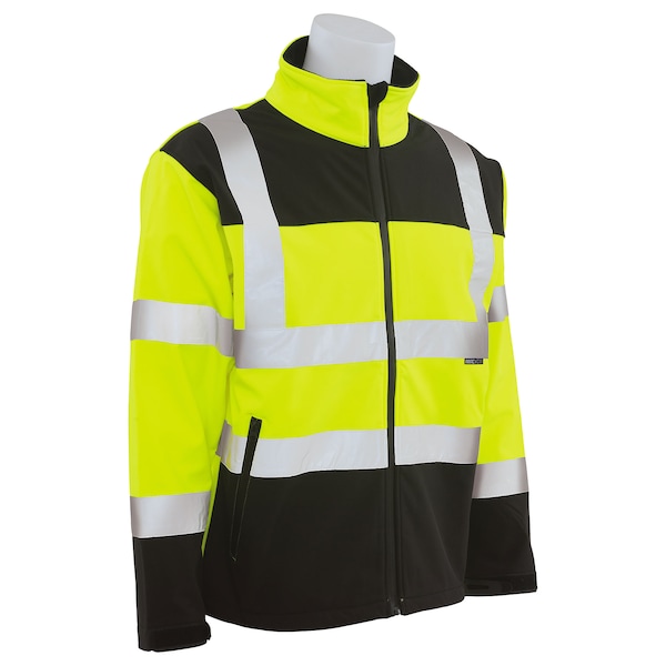 Deltaplus Hi-Vis Softshell Jacket, Polyester/Spandex Outer Shell Fused with Fleece Liner, 2XL - 62206