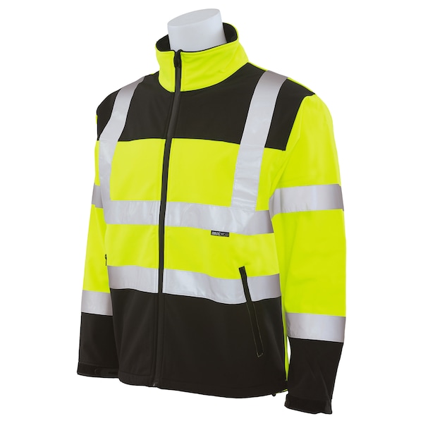 Deltaplus Hi-Vis Softshell Jacket, Polyester/Spandex Outer Shell Fused with Fleece Liner, 2XL - 62206