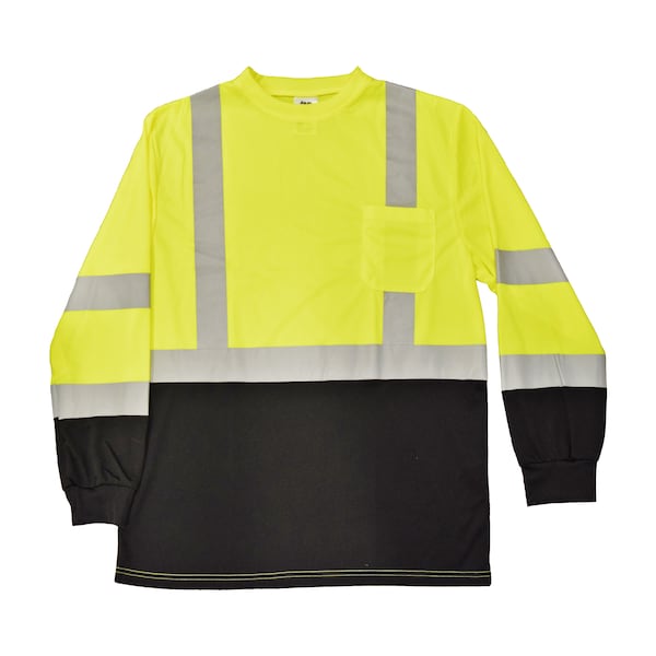 Azusa Safety Hi-Vis ANSI Type R, Class 2 Long Sleeve T-Shirt w/ 2" Reflective Tape and Left Front Pocket, 2XL - LSTLB