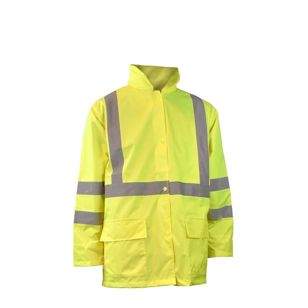 Radians Hi-Vis Rain Coat, Oxford, Class 3 Hi-Vis Green, L - RW10-3S1Y-L
