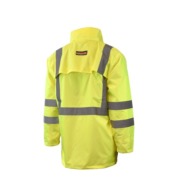 Radians Hi-Vis Rain Coat, Oxford, Class 3 Hi-Vis Green, L - RW10-3S1Y-L
