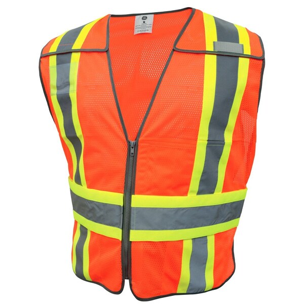 Ge Orange 5 POINT Breakaway Safety Vest, 5 Pockets, M - GV084OM