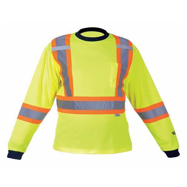 Viking Unisex High Visibility Long Sleeve Shirt, Polyester/Cotton, Pullover Closure, Green - 6015G-M