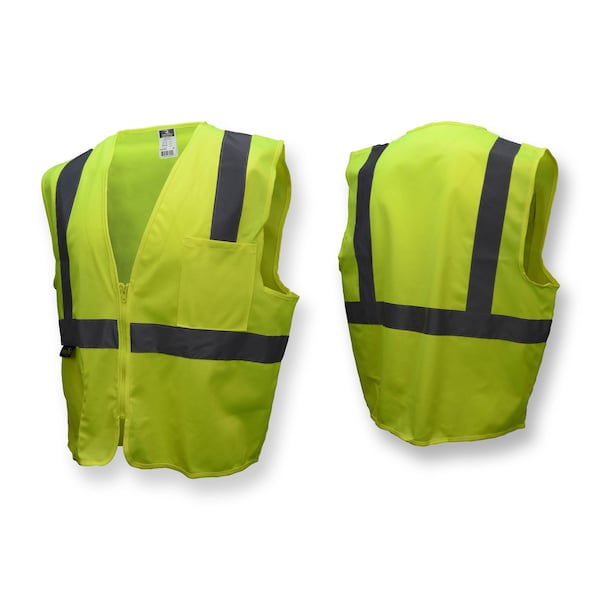 Radians Hi-Vis Economy Safety Vest S Class 2 U-Block Back, , Zipper Closure - SV2ZGSS