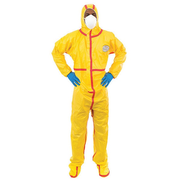 Chemsplash Chemical Resistant Coverall, Hooded, XL, Non-Woven Laminate, Zipper, Elastic Cuff, Taped Seam - 7019YT-XL