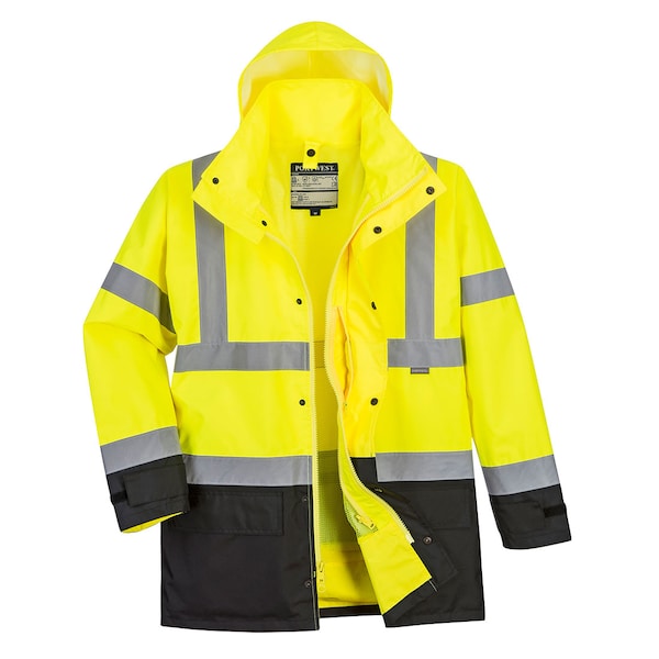 Portwest Hi-Vis Executive Jacket, 5-In-1, 100% Polyester, Yellow/Black, 2XL - US768
